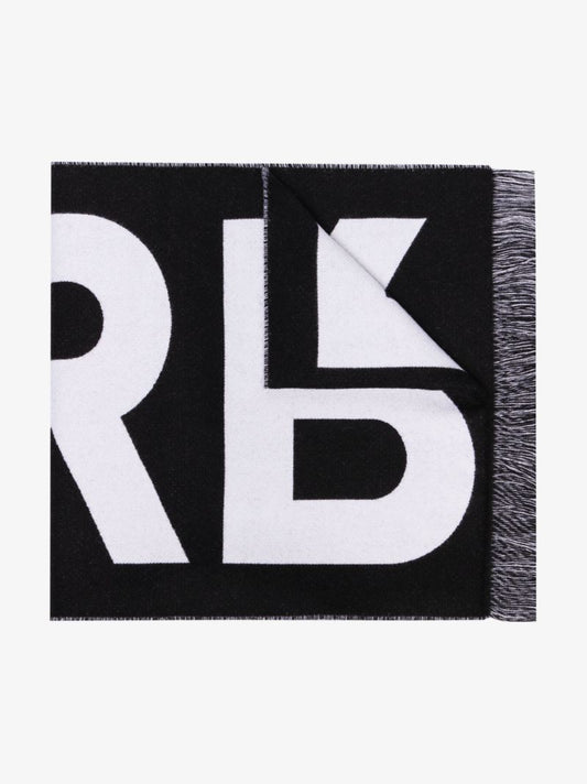 Black Logo Jacquard Wool Scarf