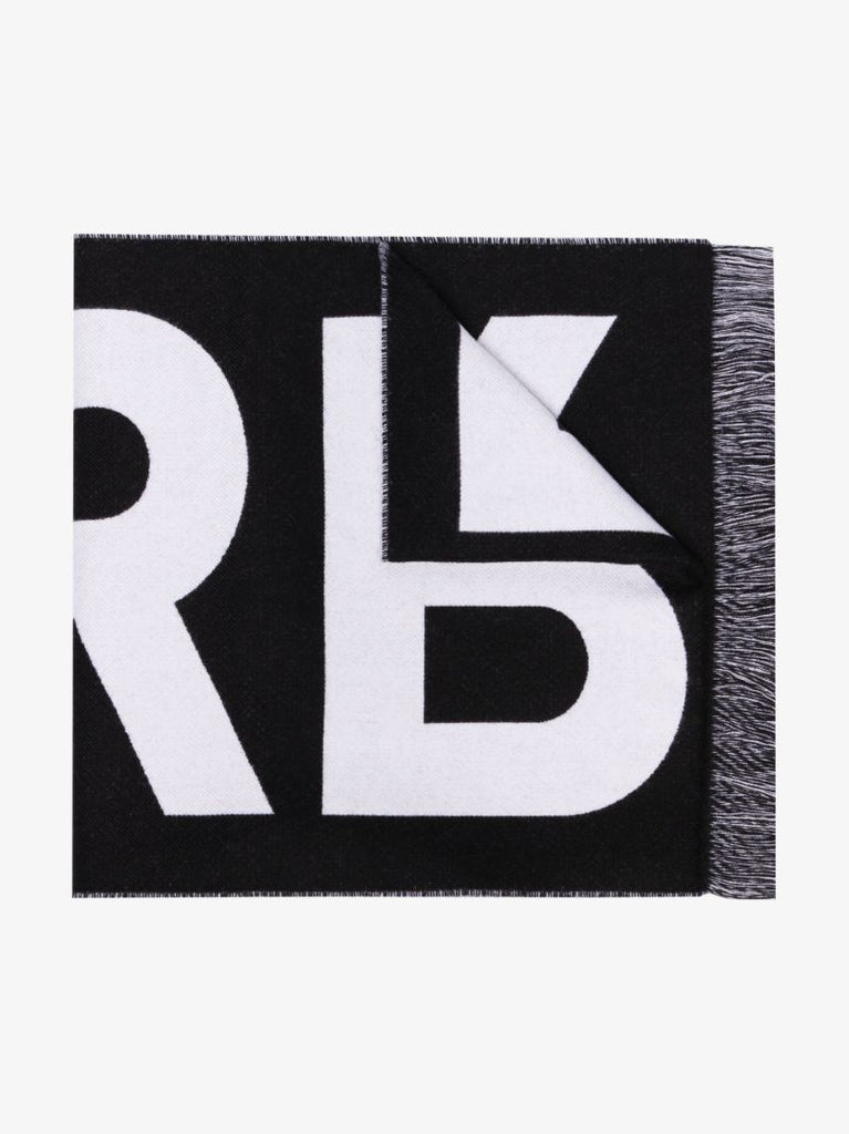 Black Logo Jacquard Wool Scarf
