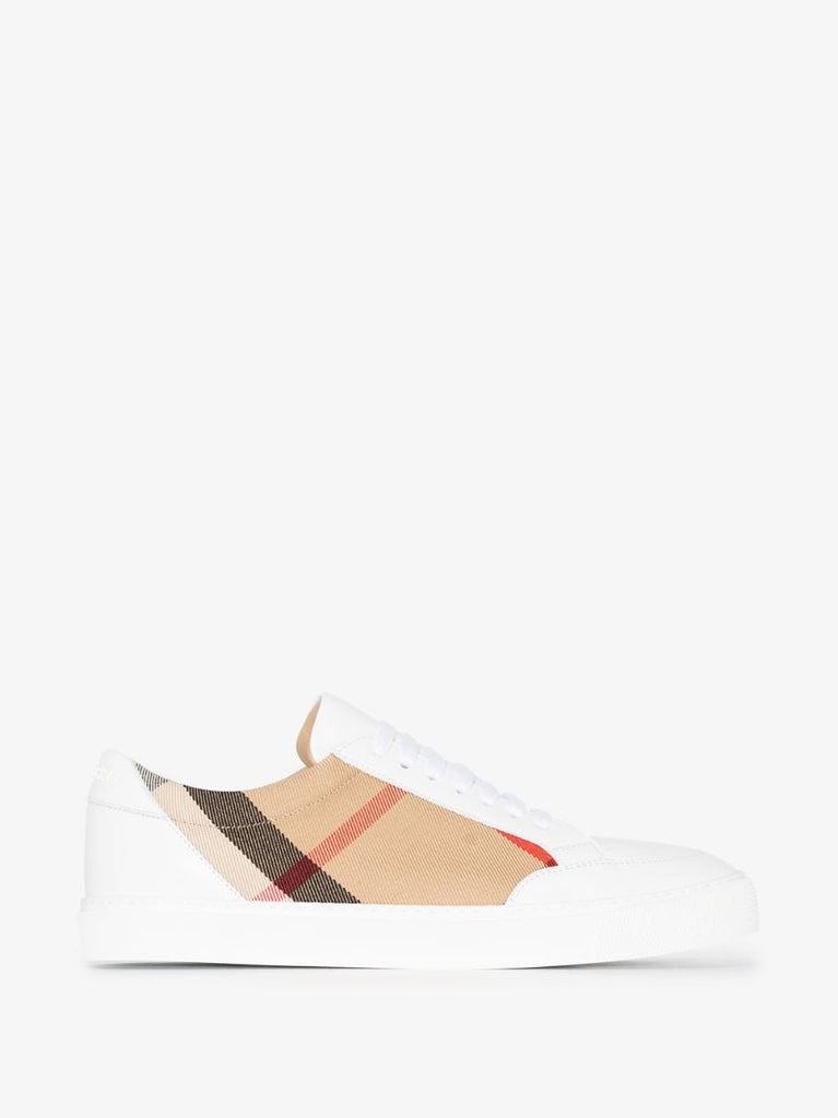 White Vintage Check Leather Sneakers