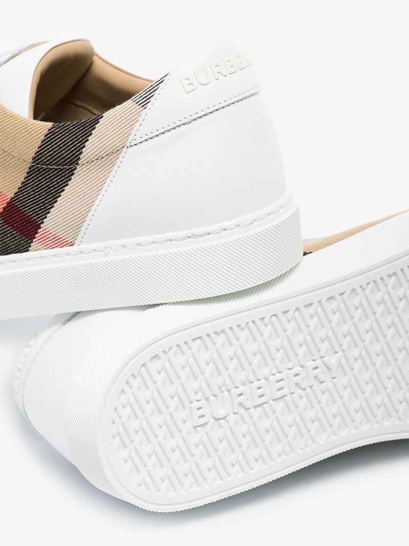 White Vintage Check Leather Sneakers