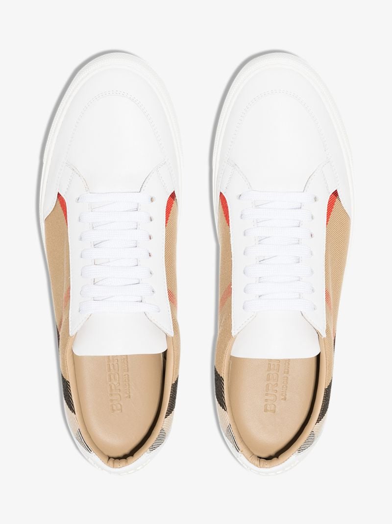 White Vintage Check Leather Sneakers