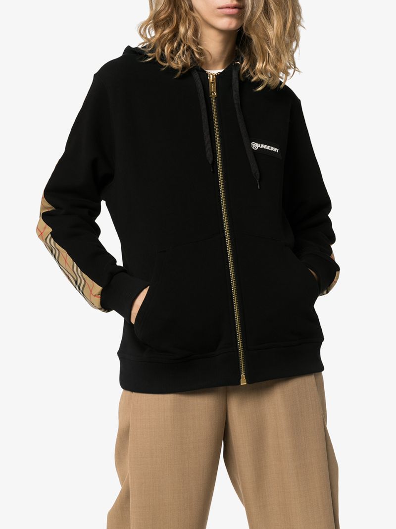 Aubree Vintage Check Panel Zip-up Hoodie
