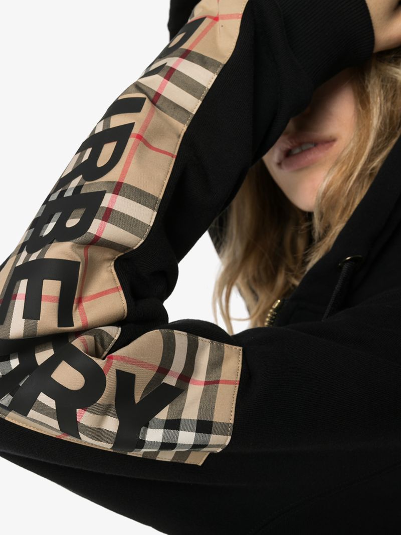 Aubree Vintage Check Panel Zip-up Hoodie