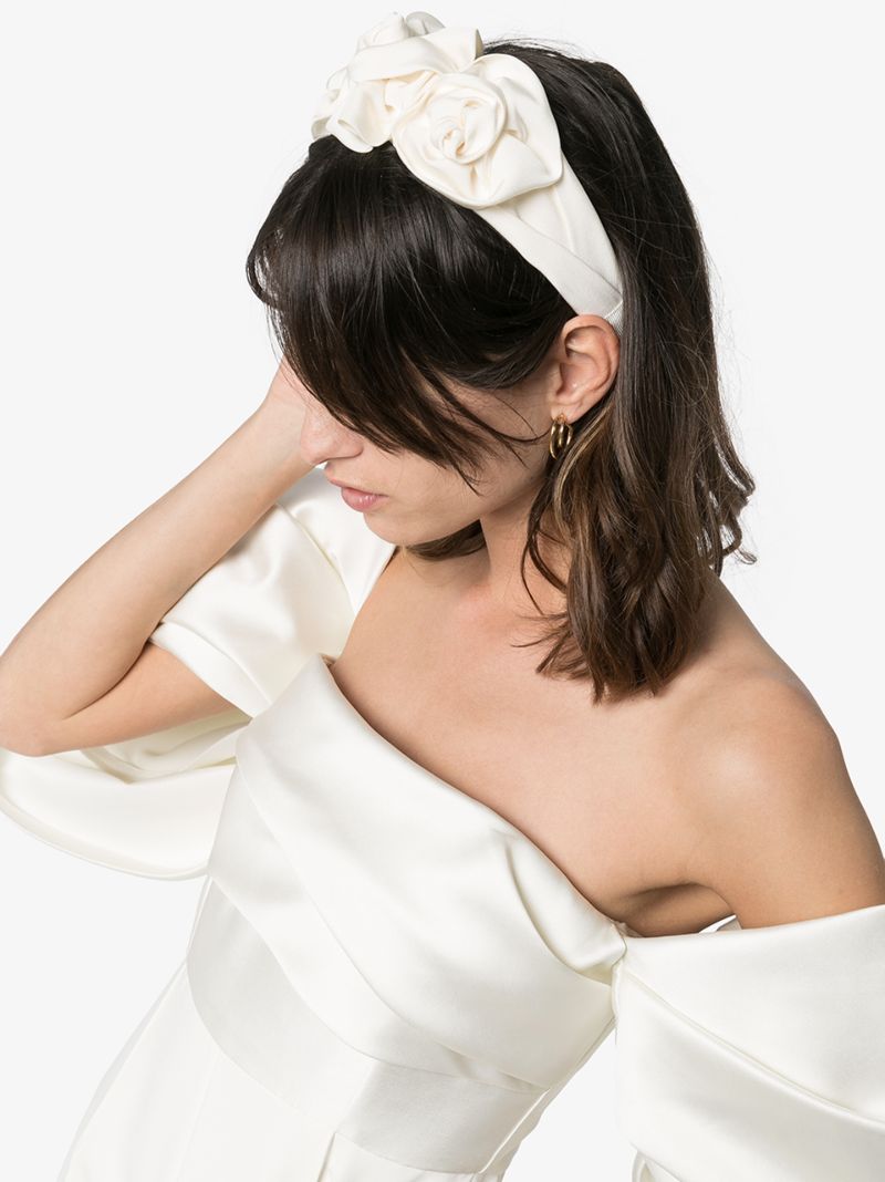 White Rosette Silk Headband