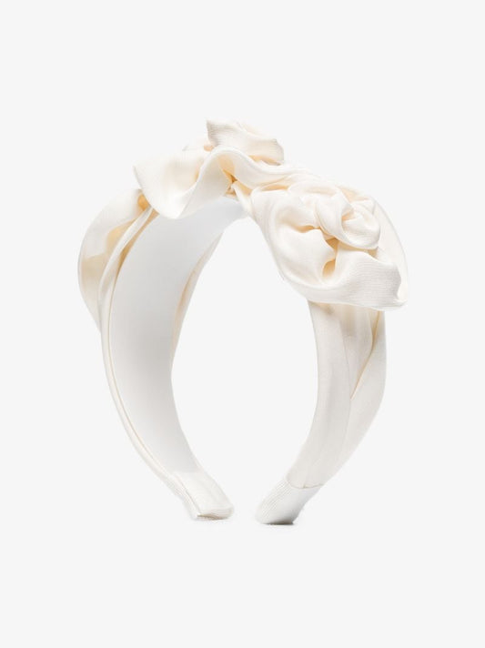 White Rosette Silk Headband