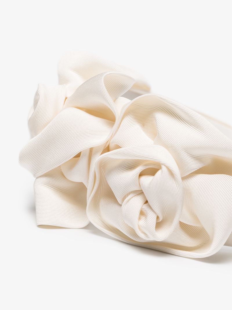 White Rosette Silk Headband