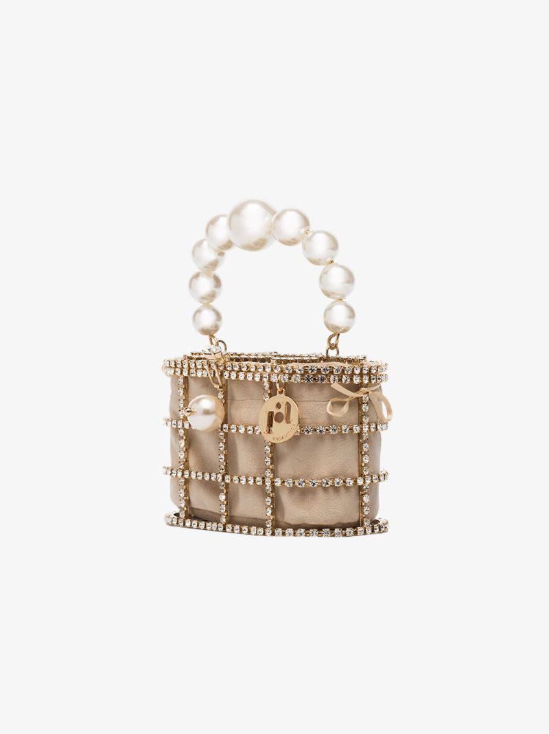 Gold Tone Holli Crystal Velvet Mini Bag