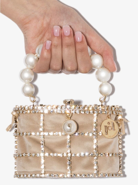 Gold Tone Holli Crystal Velvet Mini Bag