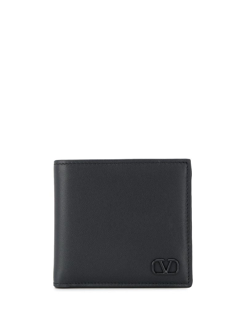 Black Vlogo Bi-fold Leather Wallet