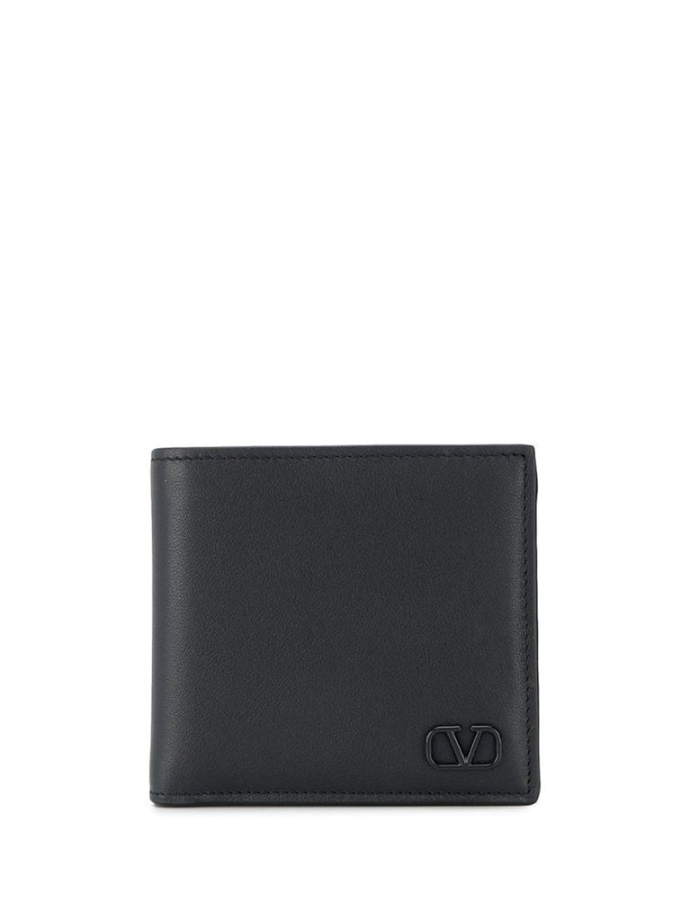 Black Vlogo Bi-fold Leather Wallet