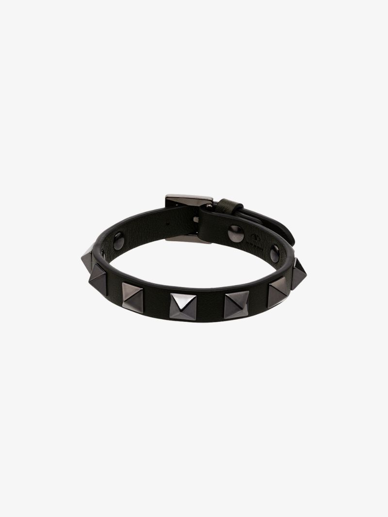 Green Rockstud Leather Bracelet