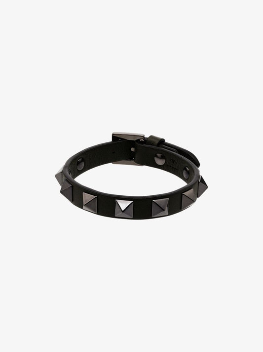 Green Rockstud Leather Bracelet