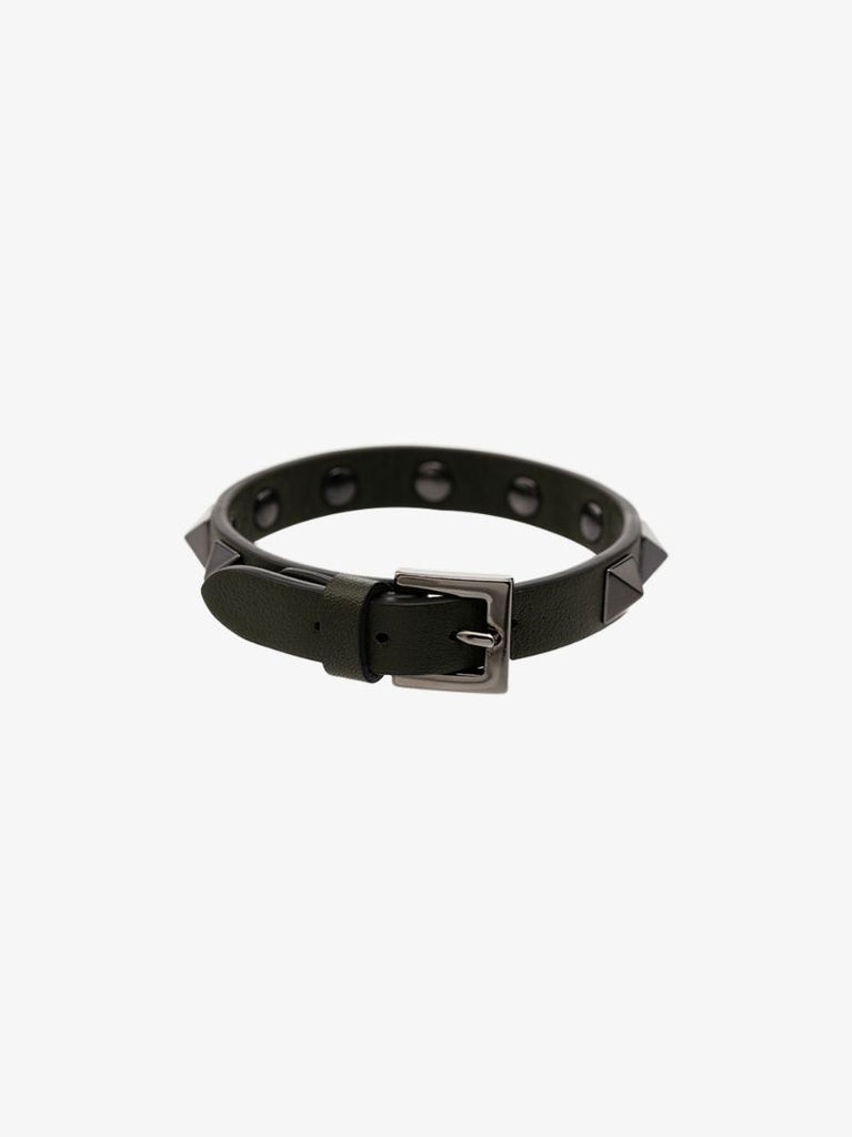 Green Rockstud Leather Bracelet