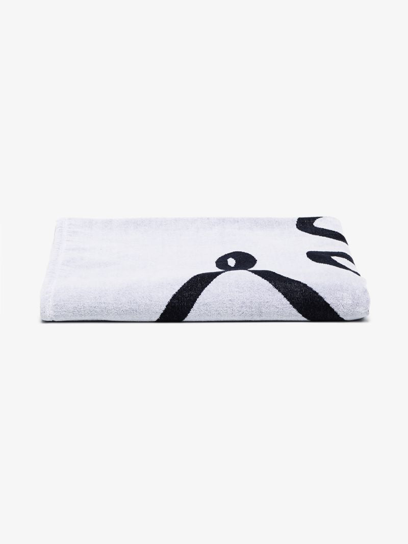 White Signature Logo Cotton Beach Towel