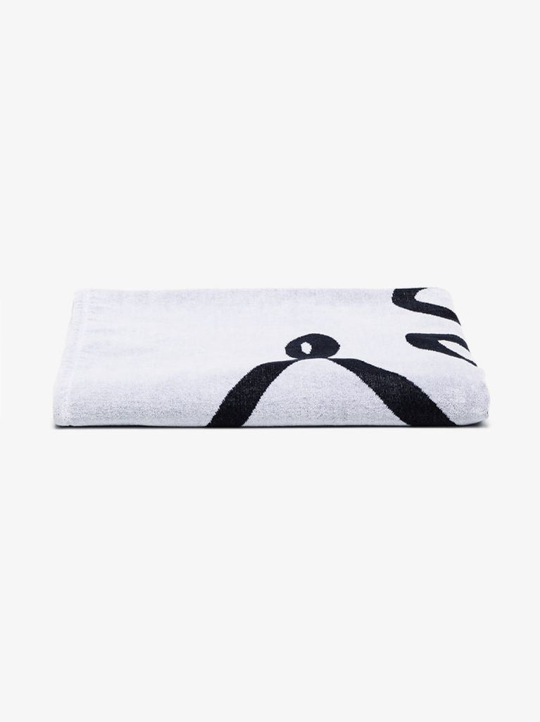 White Signature Logo Cotton Beach Towel