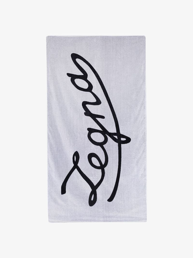 White Signature Logo Cotton Beach Towel