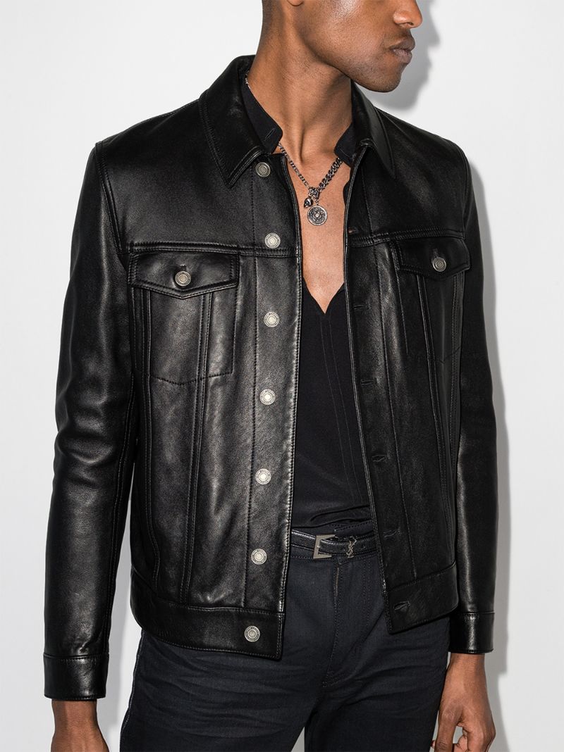 Button-up Leather Jacket