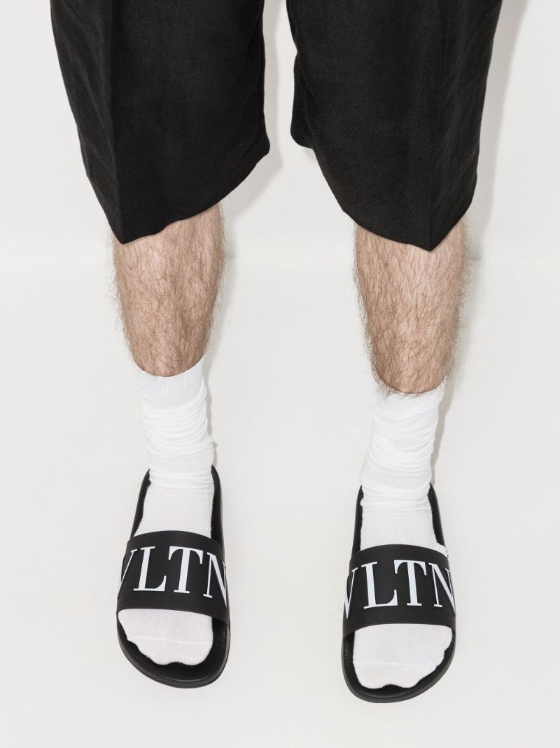 Black Vltn Rubber Slides