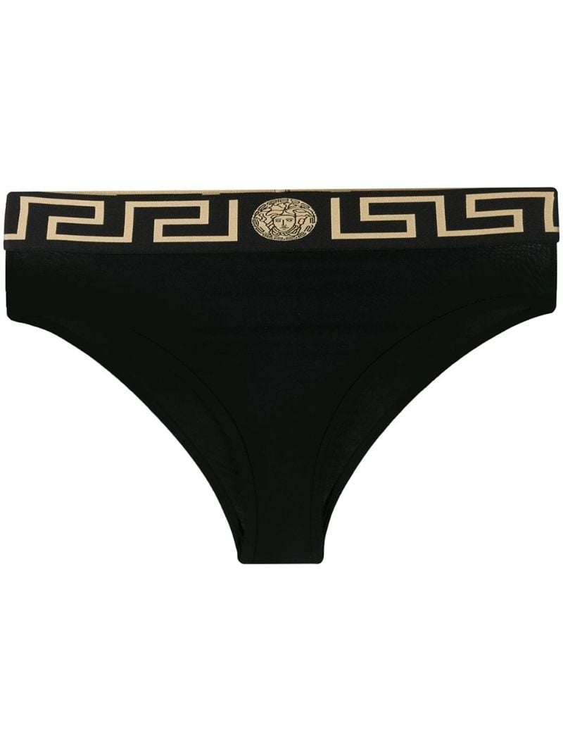Black Greca-trim High-waisted Briefs