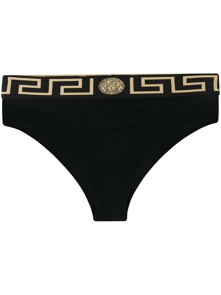Black Greca-trim High-waisted Briefs