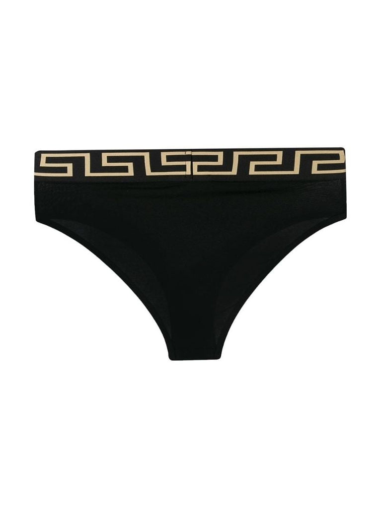 Black Greca-trim High-waisted Briefs