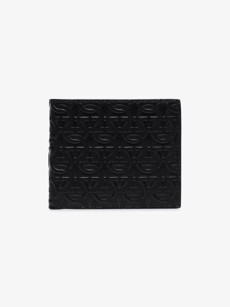 Black Embossed Leather Bifold Wallet