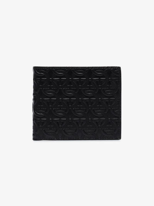 Black Embossed Leather Bifold Wallet