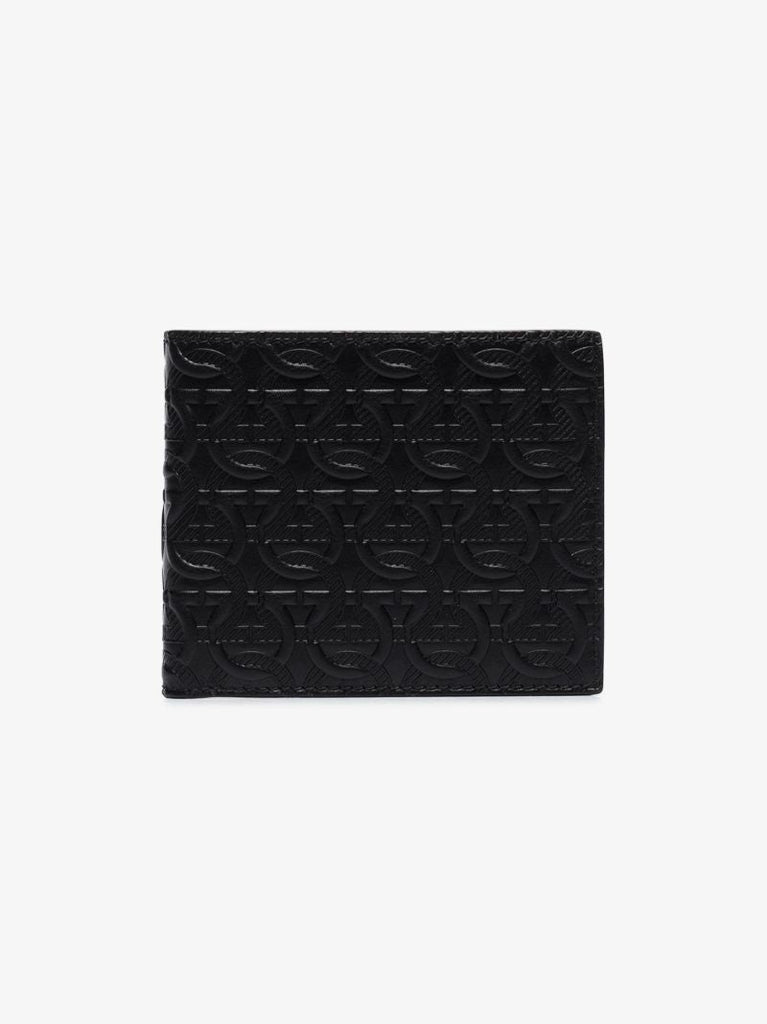 Black Embossed Leather Bifold Wallet