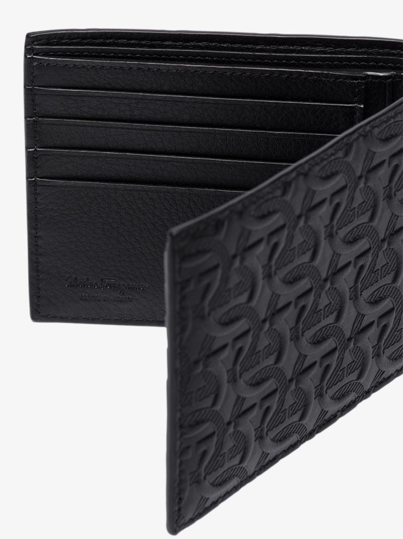 Black Embossed Leather Bifold Wallet