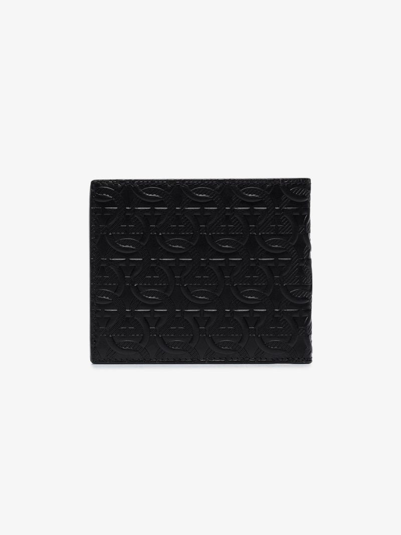 Black Embossed Leather Bifold Wallet