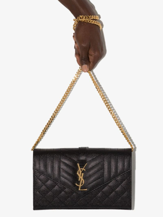 Black Envelope Leather Cross Body Bag
