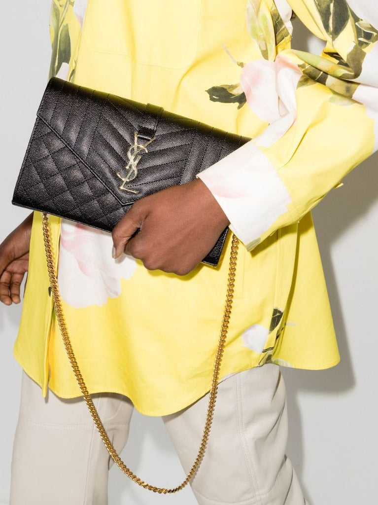Black Envelope Leather Cross Body Bag