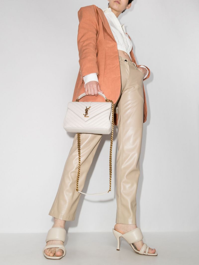 Neutral College Medium Leather Cross Body Bag