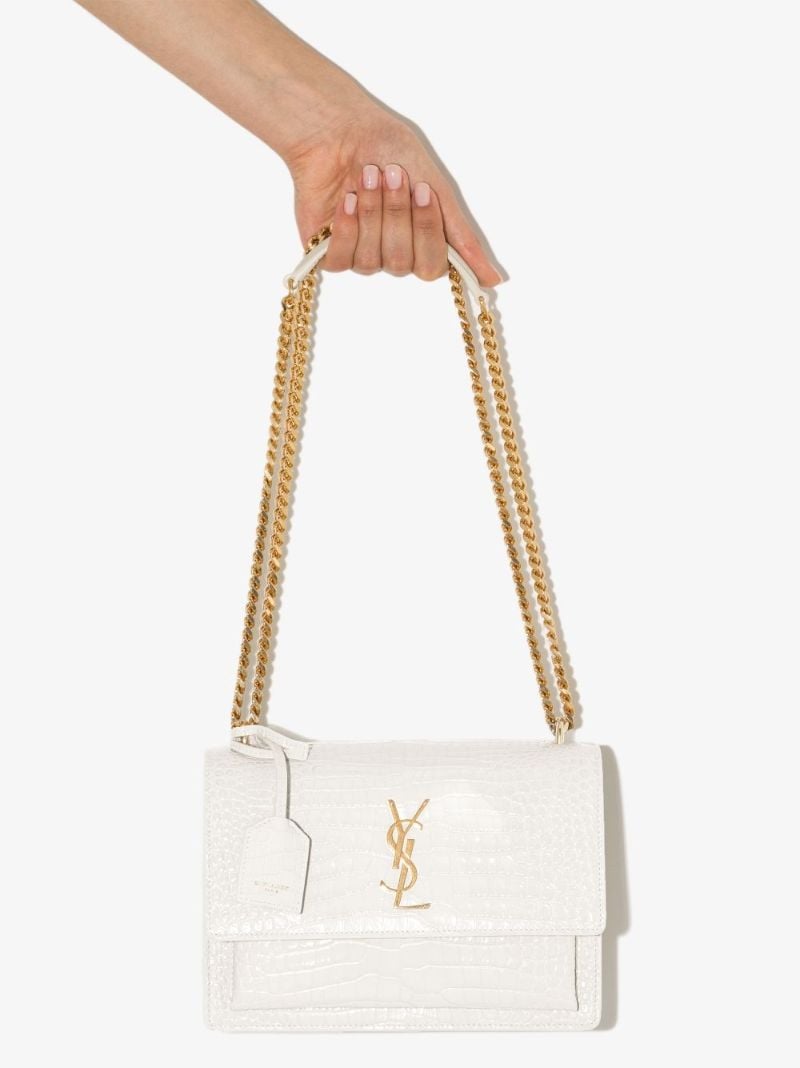 Cream Sunset Mock Croc Leather Shoulder Bag