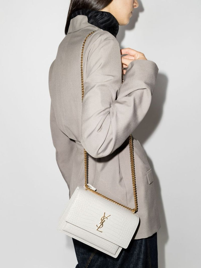 Cream Sunset Mock Croc Leather Shoulder Bag