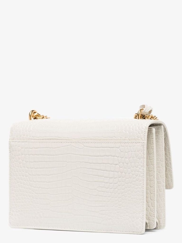 Cream Sunset Mock Croc Leather Shoulder Bag