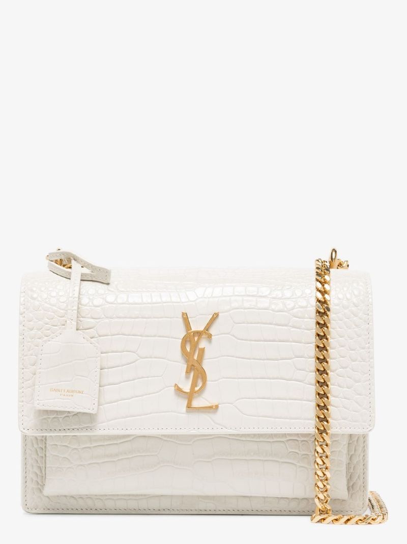 Cream Sunset Mock Croc Leather Shoulder Bag