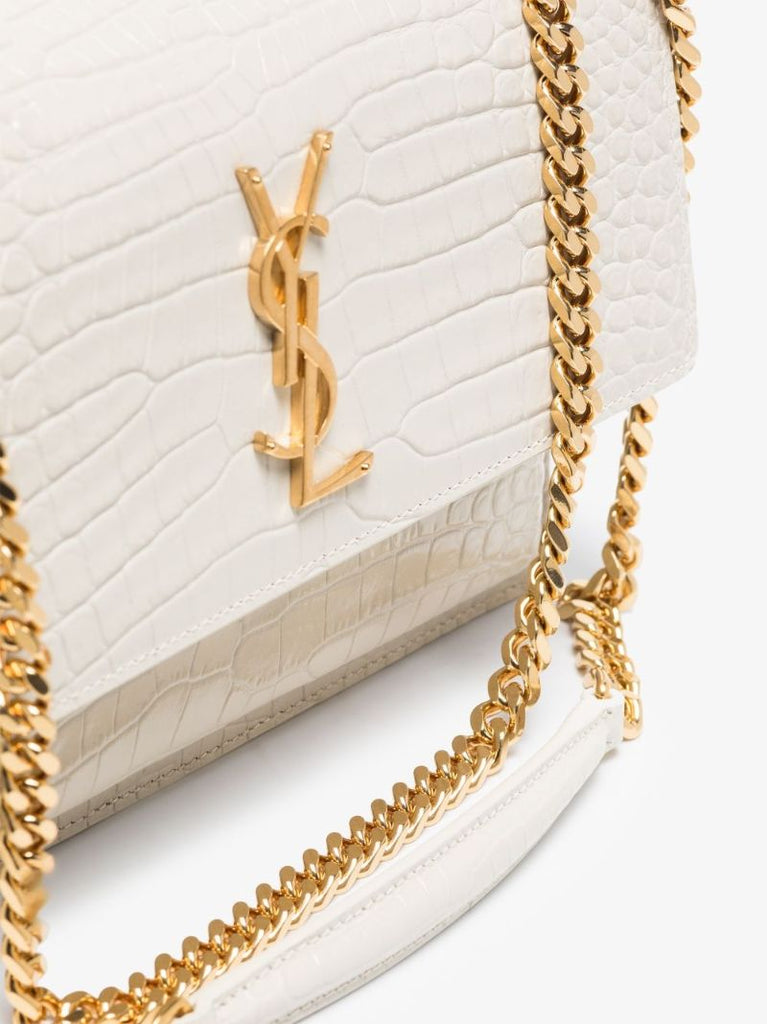 Cream Sunset Mock Croc Leather Shoulder Bag