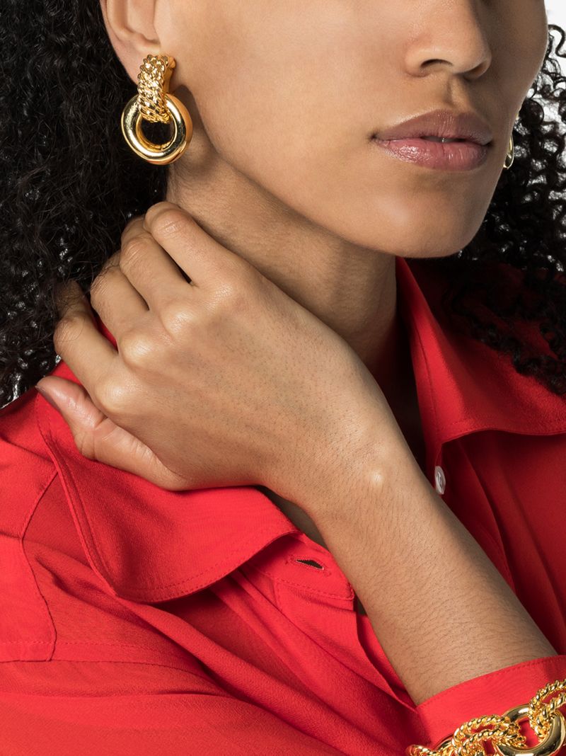 Gold Tone Doorknocker Clip Earrings