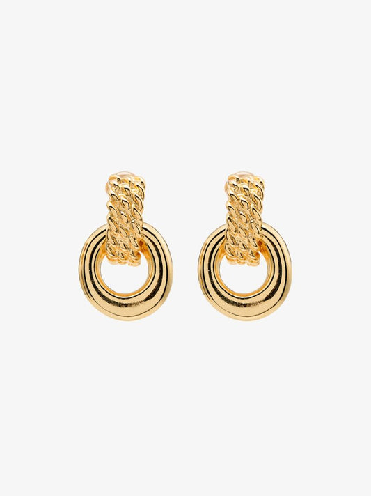 Gold Tone Doorknocker Clip Earrings