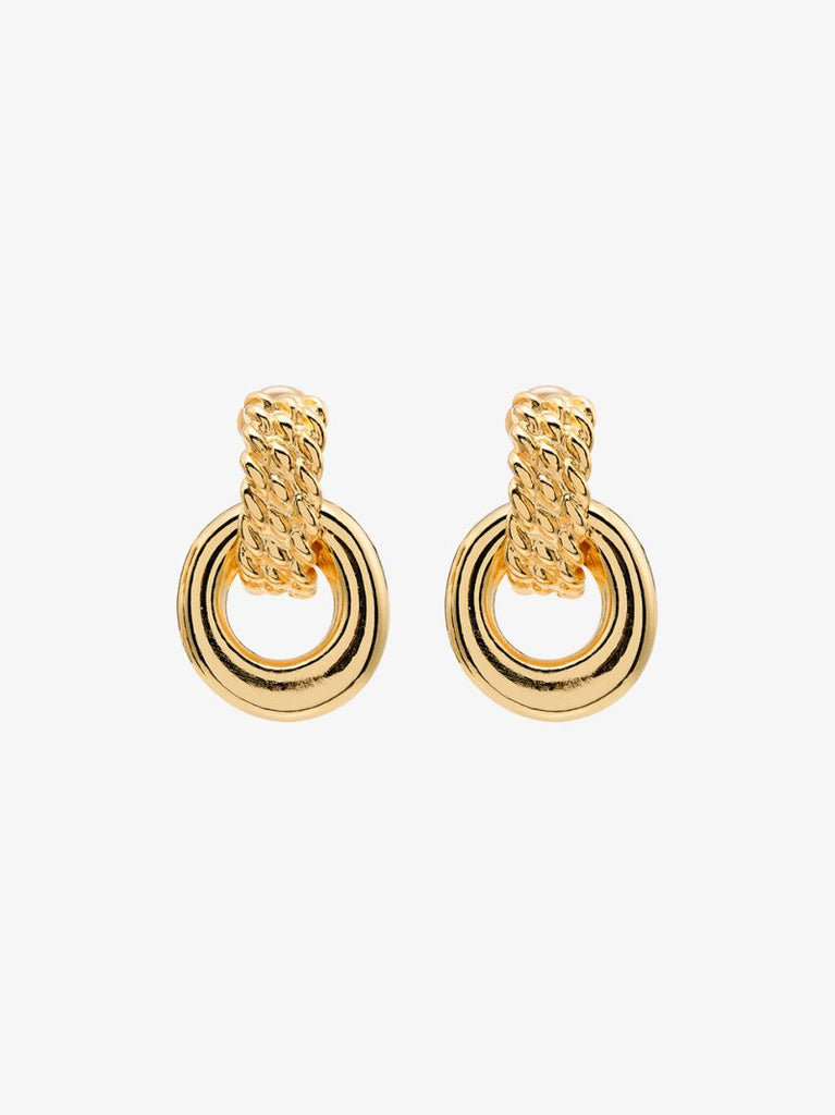 Gold Tone Doorknocker Clip Earrings