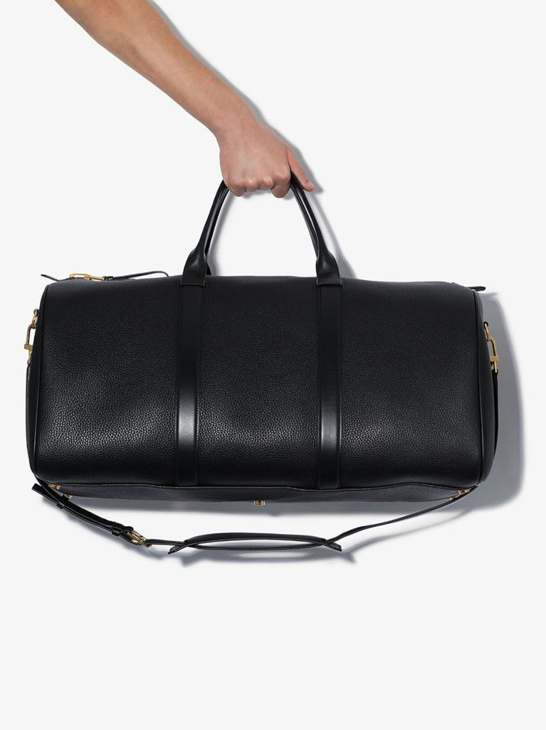 Black Leather Holdall Bag