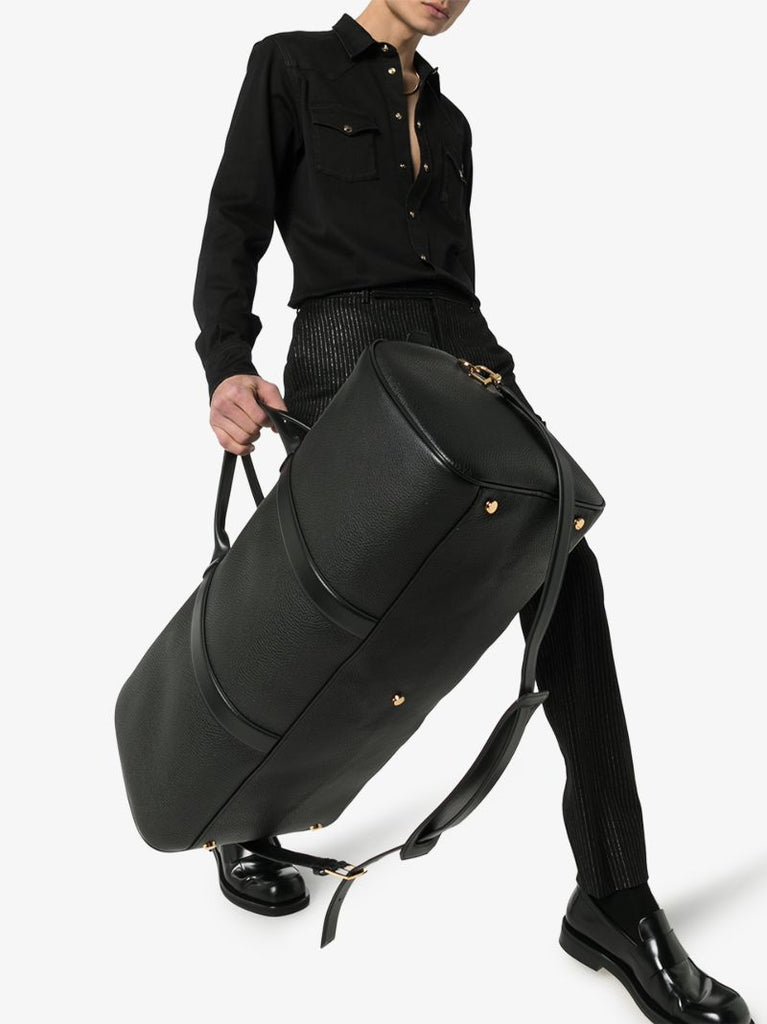 Black Leather Holdall Bag