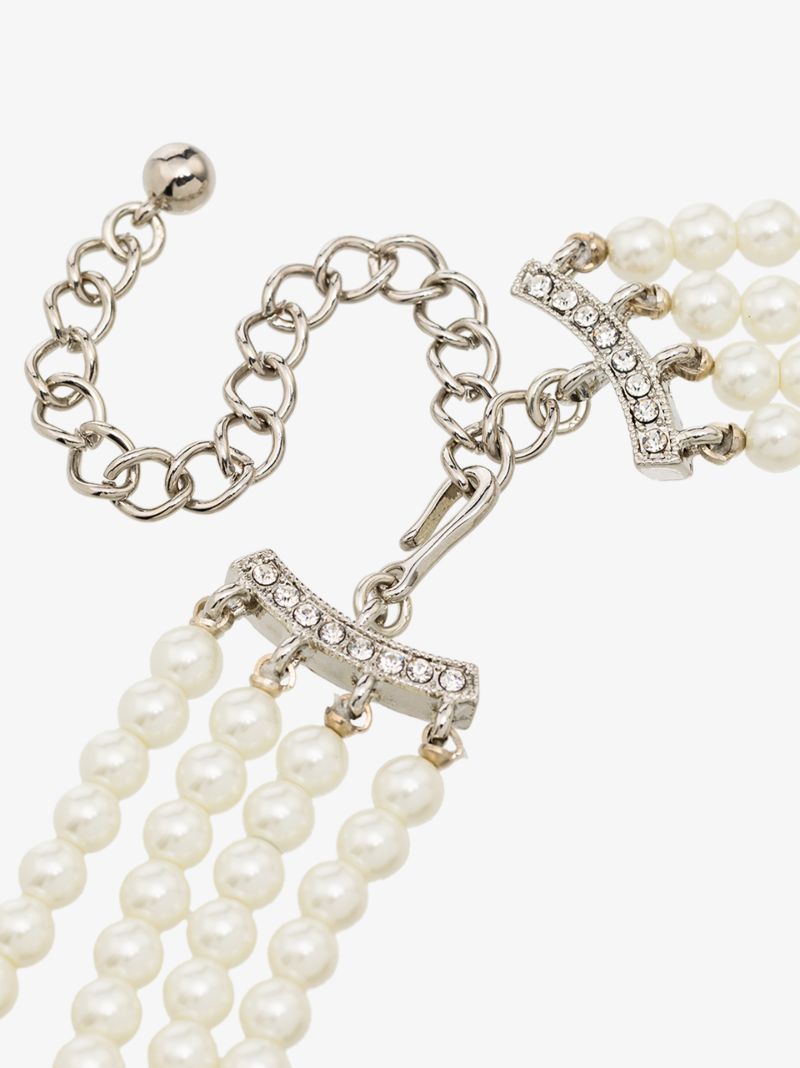 Blue Crystal Pearl Choker Necklace