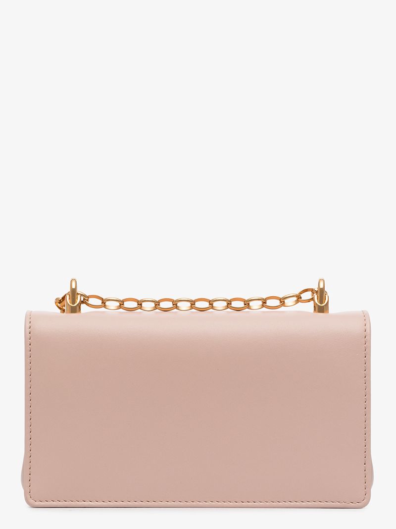 Pink Girls Logo Leather Shoulder Bag