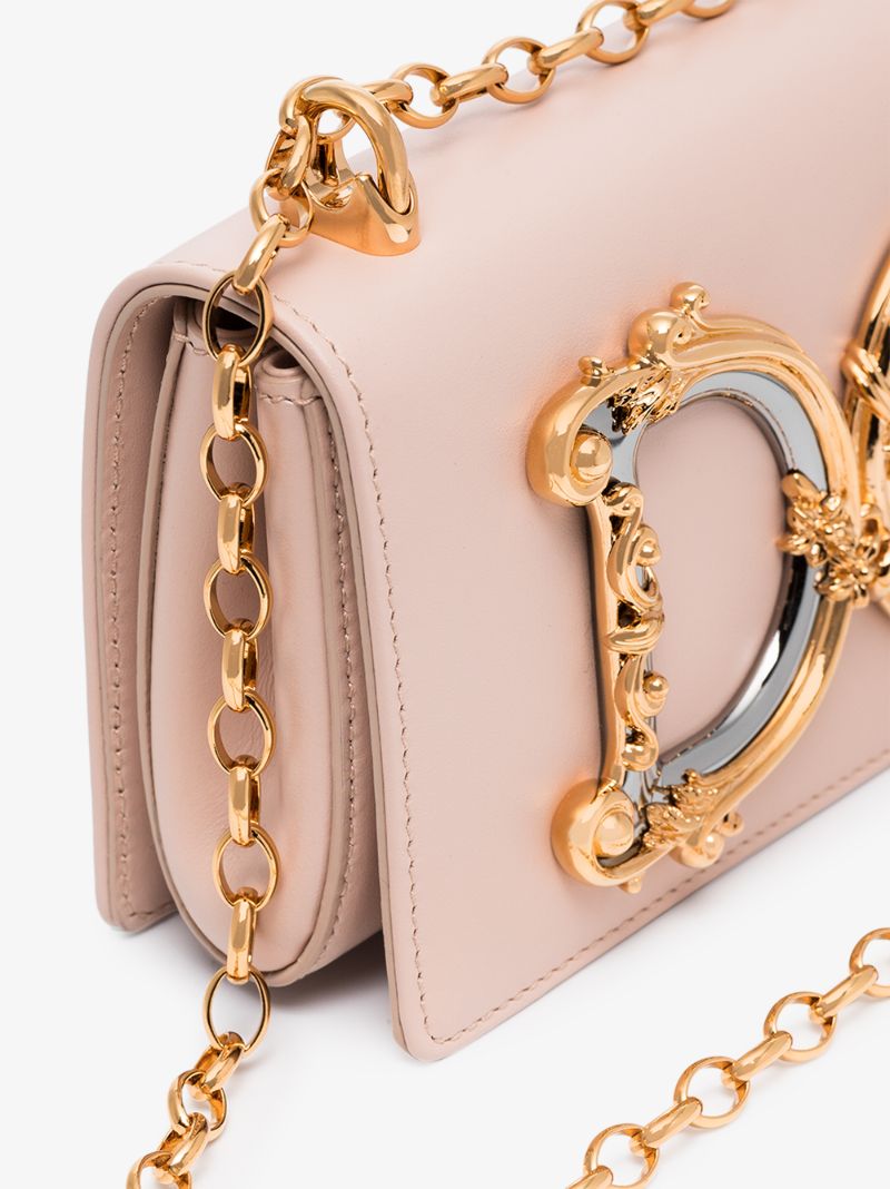 Pink Girls Logo Leather Shoulder Bag