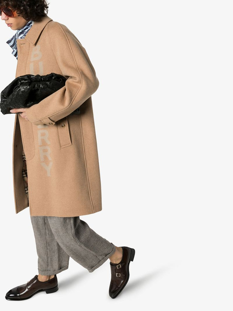 Brown Double Strap Leather Monk Shoes