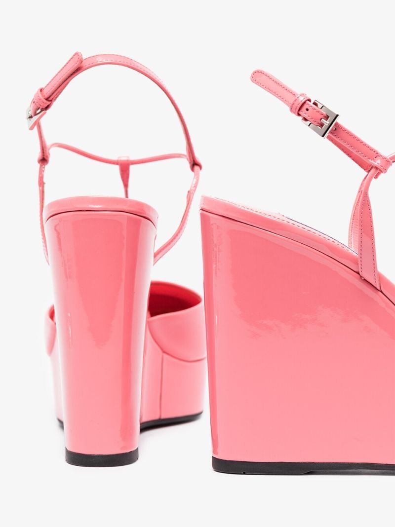 Pink 115 Patent Leather Wedge Pumps