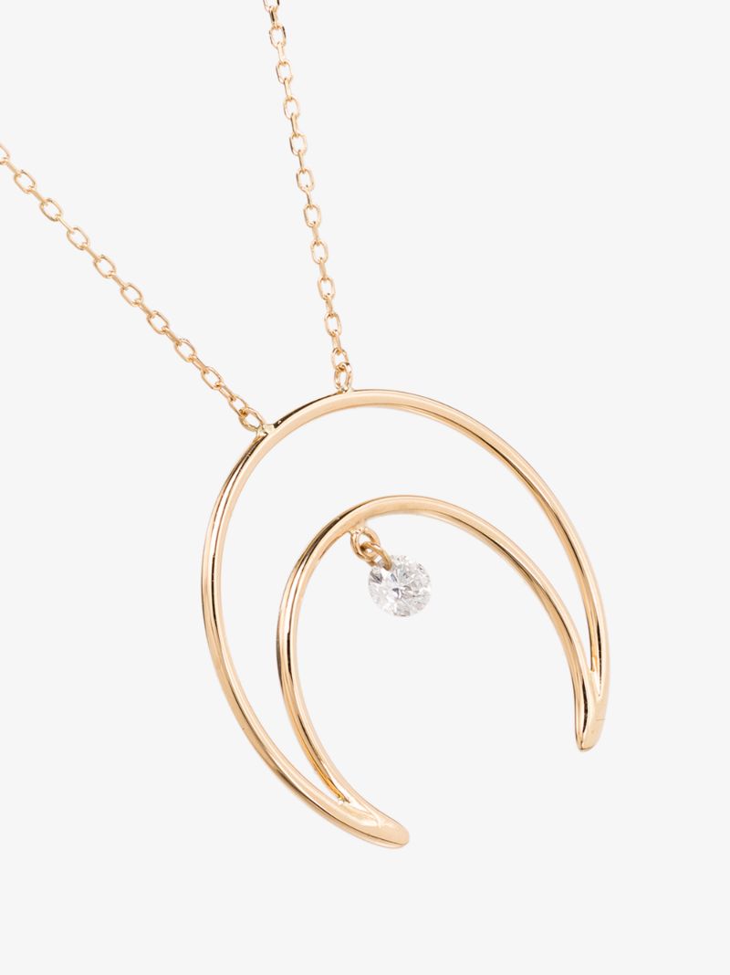 18k Yellow Gold Crescent Moon Diamond Necklace