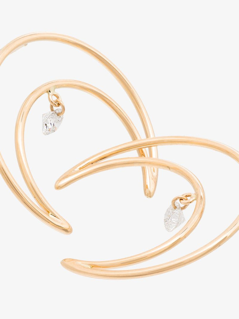 18k Yellow Gold Crescent Moon Diamond Earrings
